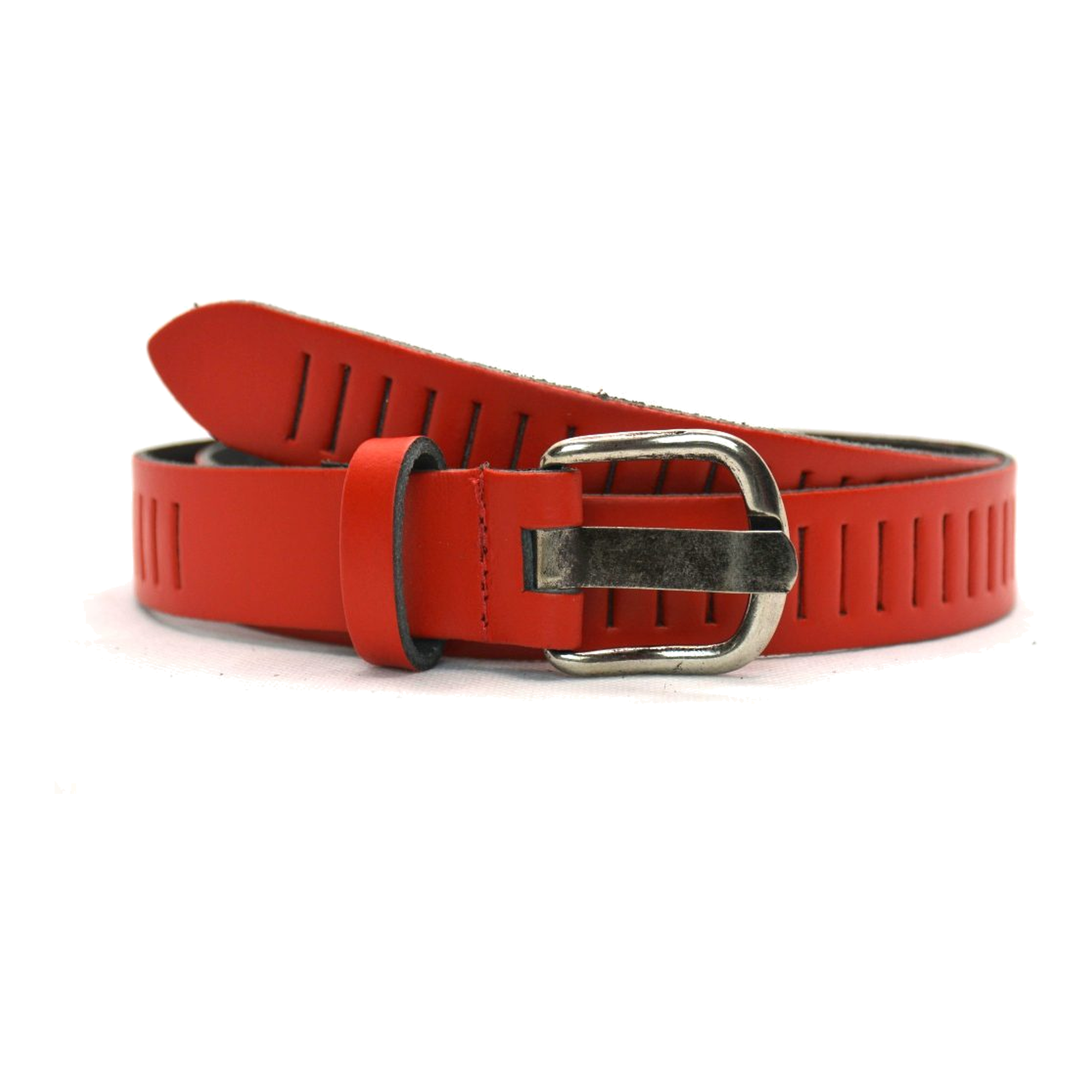 Timbelt Timbelt sleuven leren riem 3 cm – verstelbaar zonder gaatjes - rood