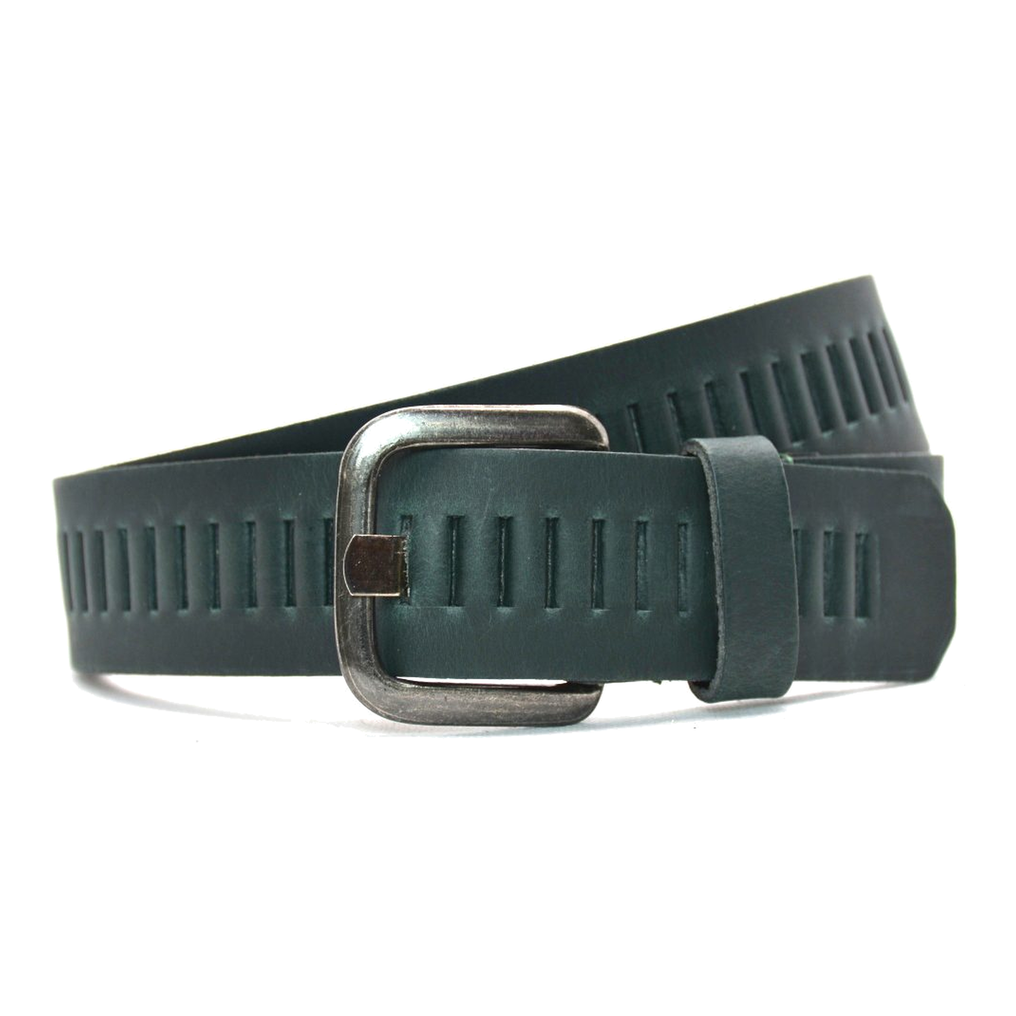 Timbelt Timbelt leren riem 4 cm – verstelbaar zonder gaatjes - groen