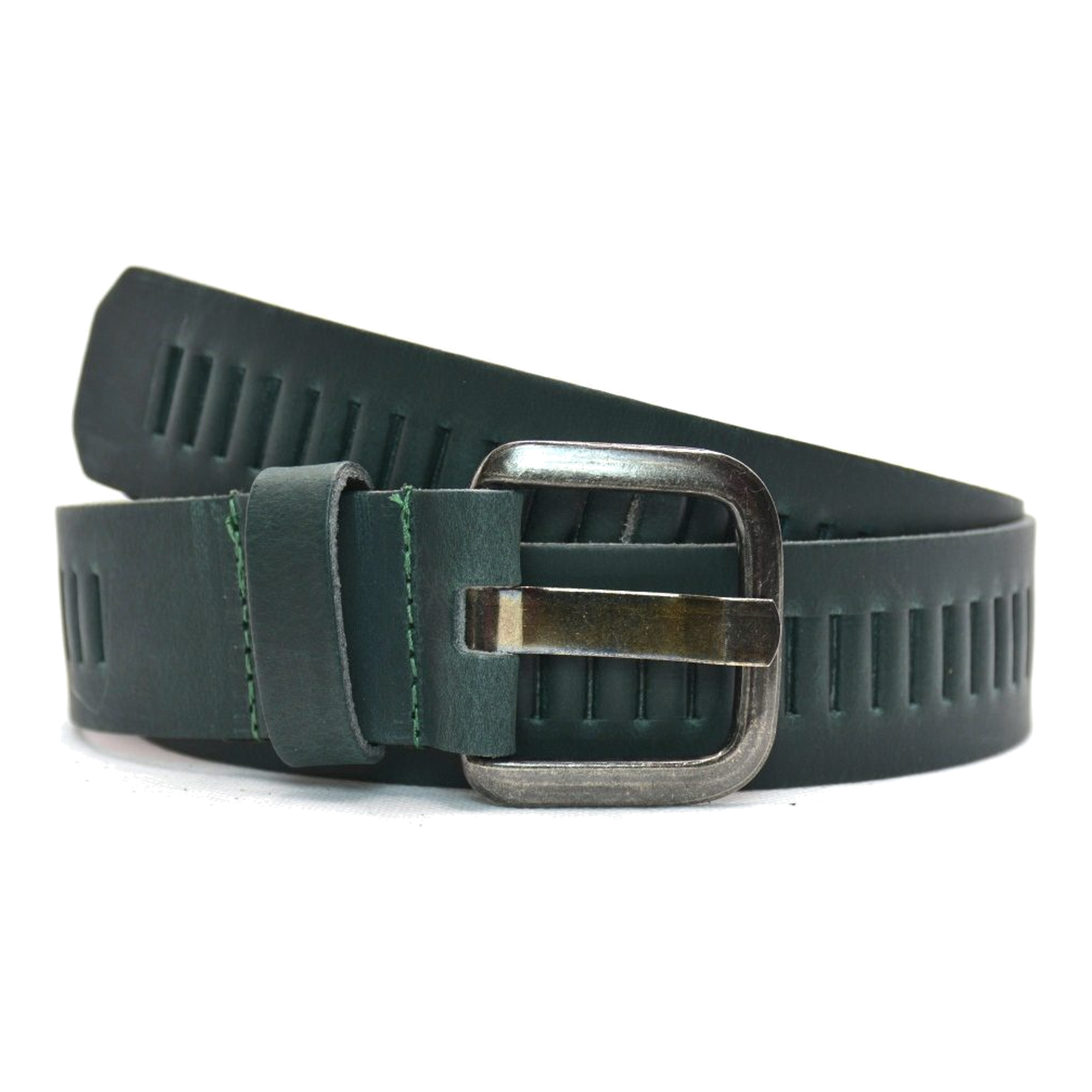 Timbelt Timbelt leren riem 4 cm – verstelbaar zonder gaatjes - groen