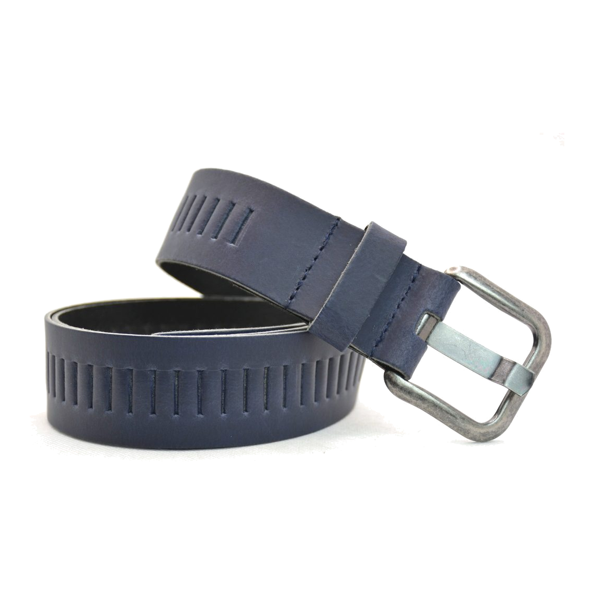 Timbelt Timbelt leren riem 4 cm – verstelbaar zonder gaatjes - blauw