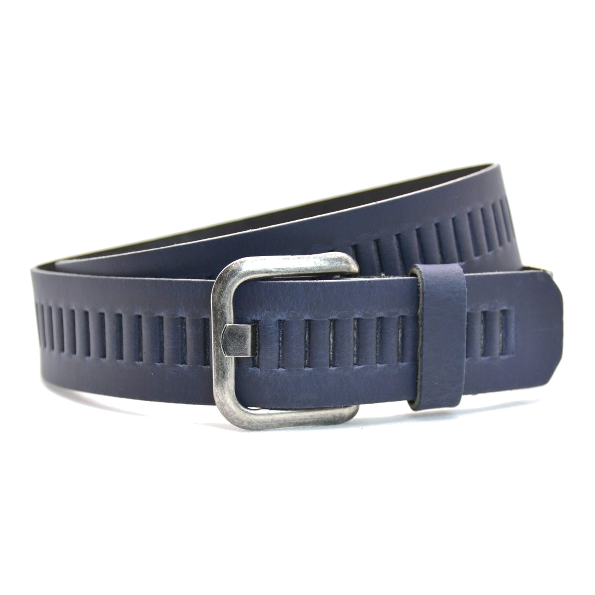 Timbelt Timbelt leren riem 4 cm – verstelbaar zonder gaatjes - blauw