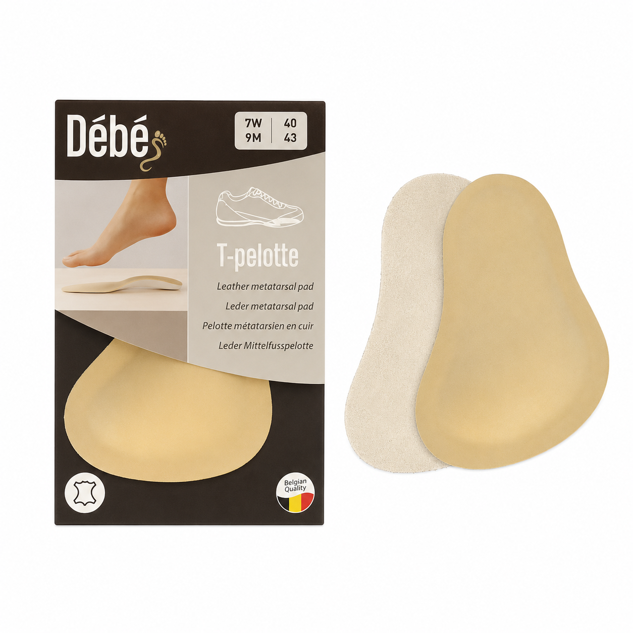 Débé Débé T-pelotte leer tegen spreidvoet en voorvoetpijn