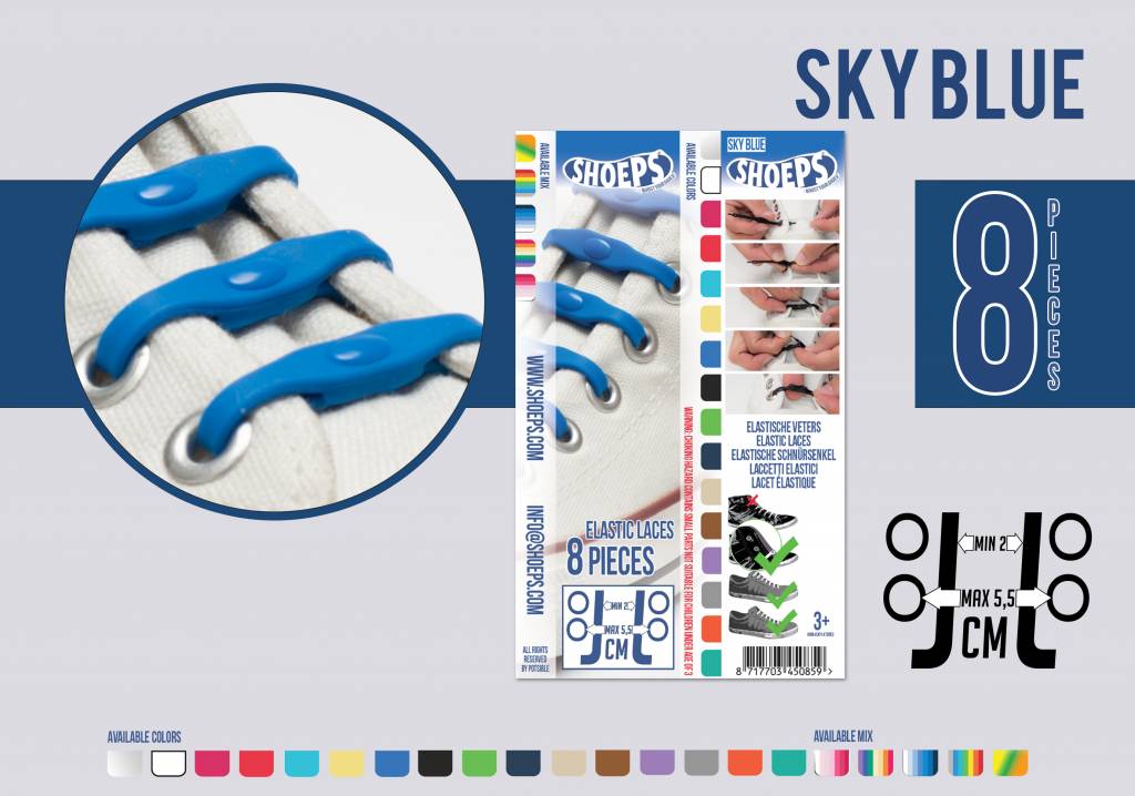 SHOEPS SHOEPS 8 Sky Blue - elastische veters