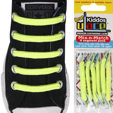 U-LACE VETERS U-Laces kiddos elastische veters neon geel 6 stuks