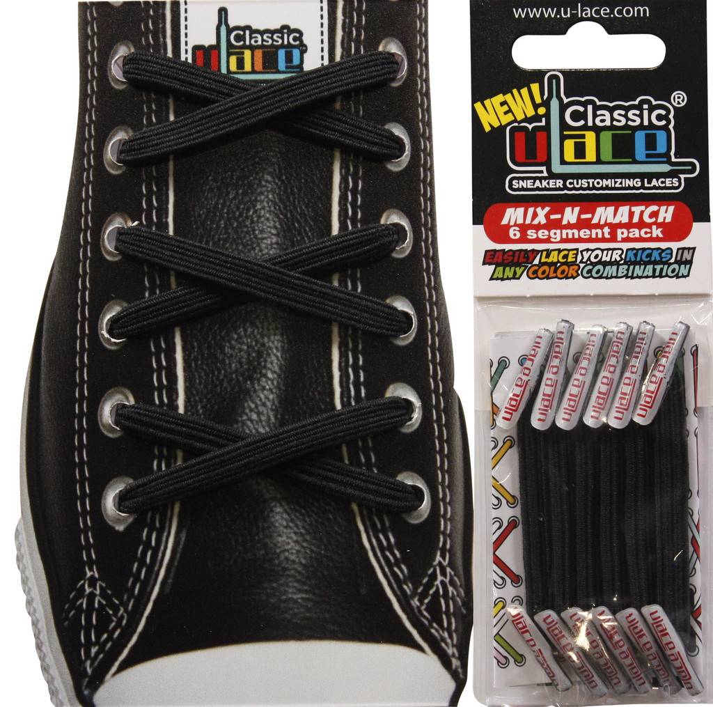 U-LACE VETERS U-Laces classic mix-n-match elastische veters zwart 6 stuks