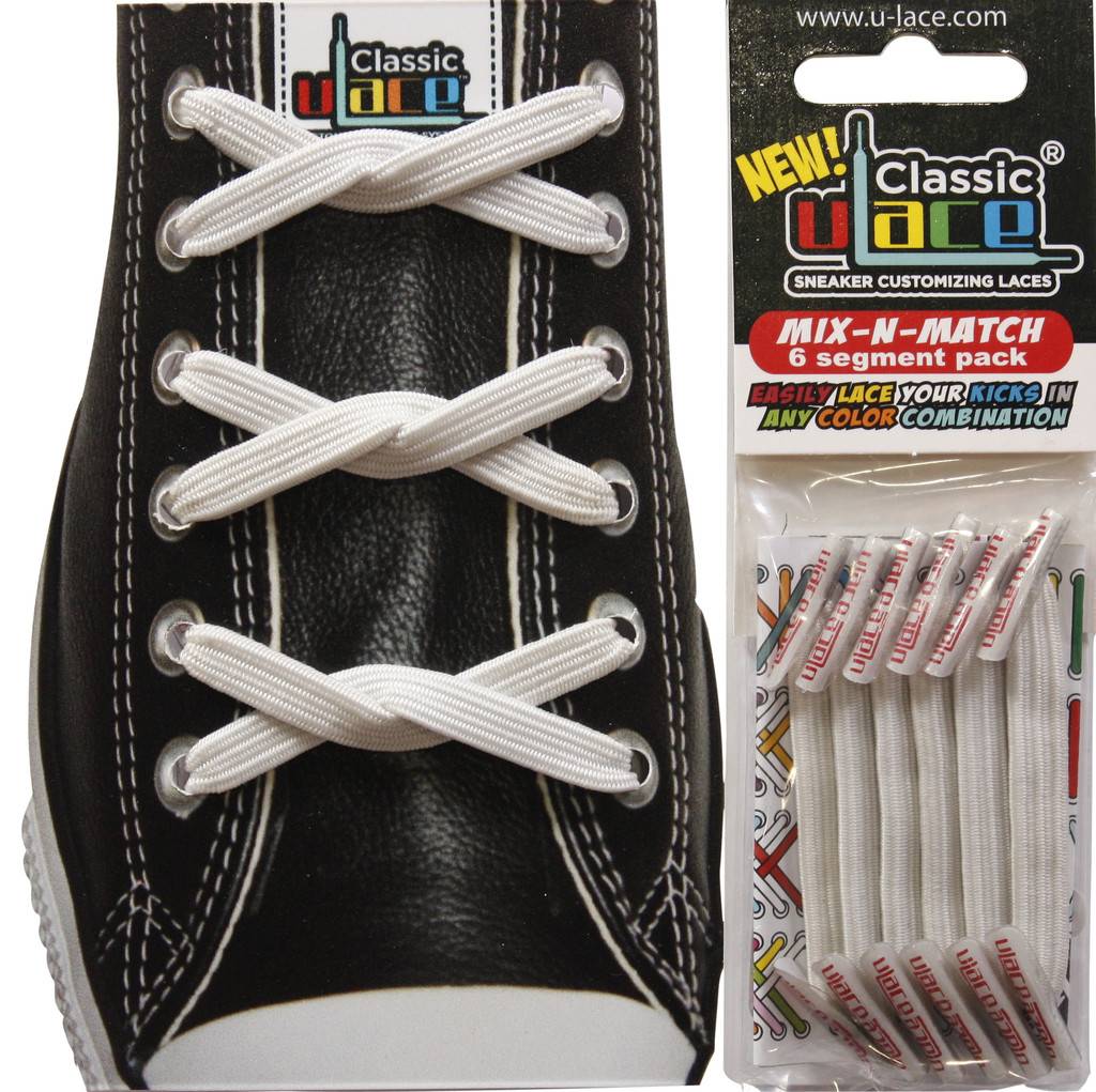 U-LACE VETERS U-Laces classic mix-n-match elastische veters wit 6 stuks