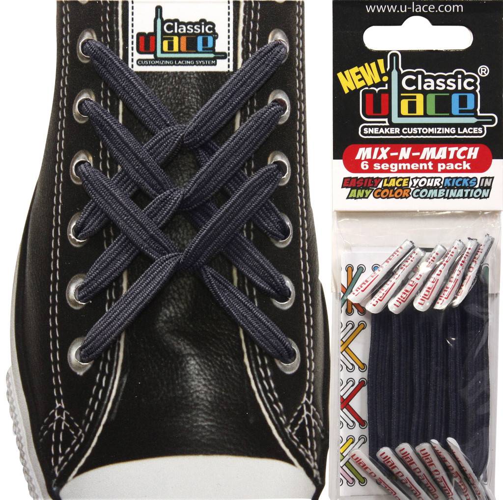 U-LACE VETERS U-Laces classic mix-n-match elastische veters donkerblauw 6 stuks