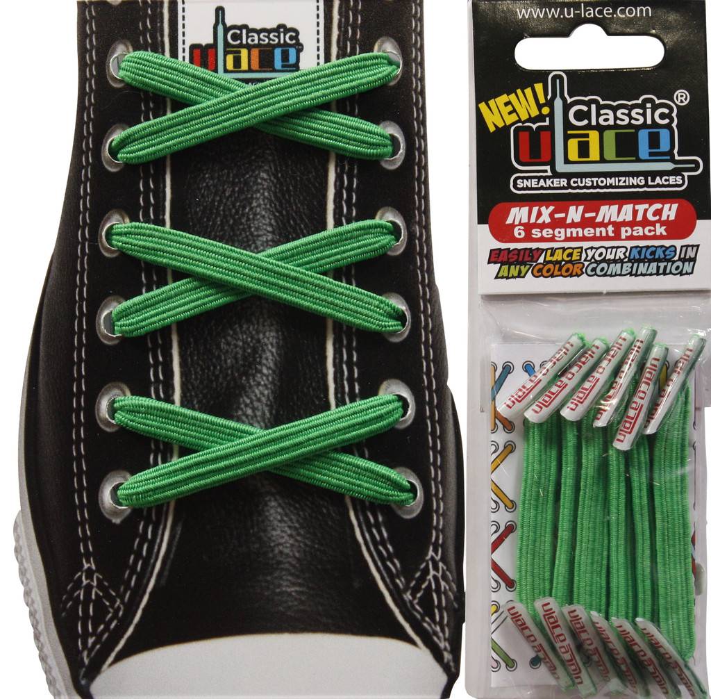 U-LACE VETERS U-Laces classic mix-n-match elastische veters groen 6 stuks
