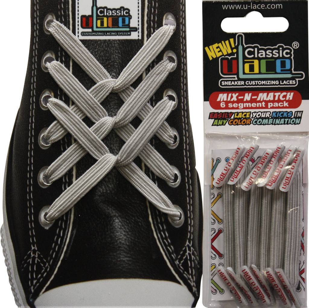 U-LACE VETERS U-Laces classic mix-n-match elastische veters metallic zilver 6 stuks