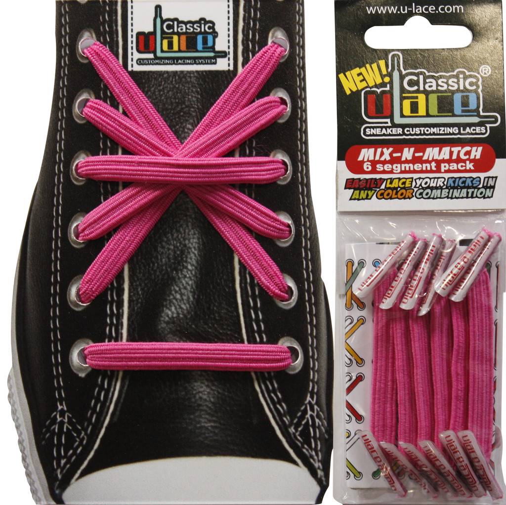 U-LACE VETERS U-Laces classic mix-n-match elastische veters fuchsia 6 stuks