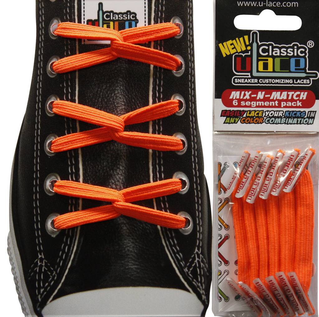 U-LACE VETERS U-Laces classic mix-n-match elastische veters neon oranje 6 stuks