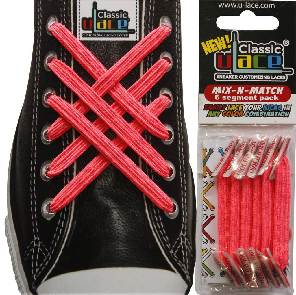 U-LACE VETERS U-Laces classic mix-n-match elastische veters neon roze 6 stuks