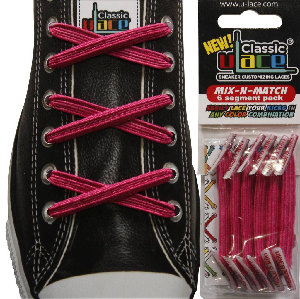 U-LACE VETERS U-Laces classic mix-n-match elastische veters neon magenta 6 stuks