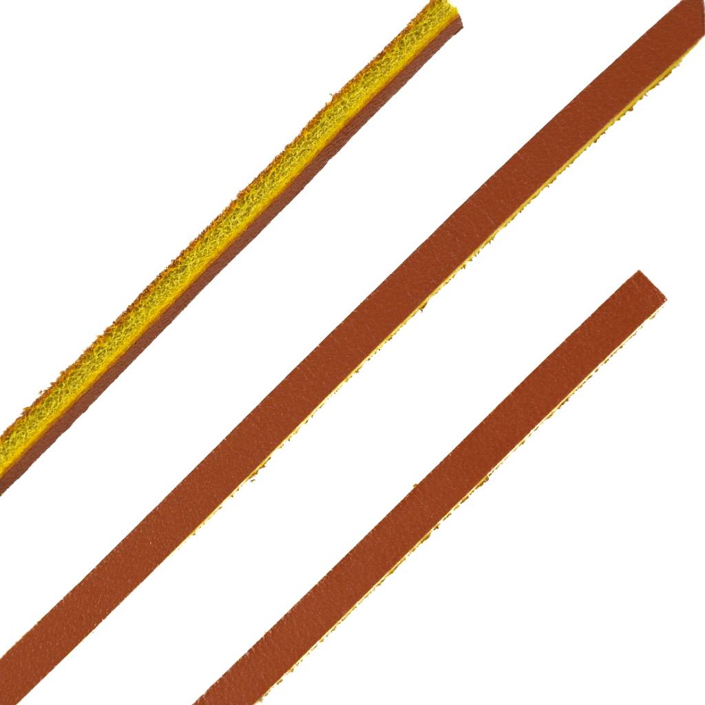 ShoeSupply.eu Leren veters docksider bruin-geel 120cm | Bootschoen veters leer
