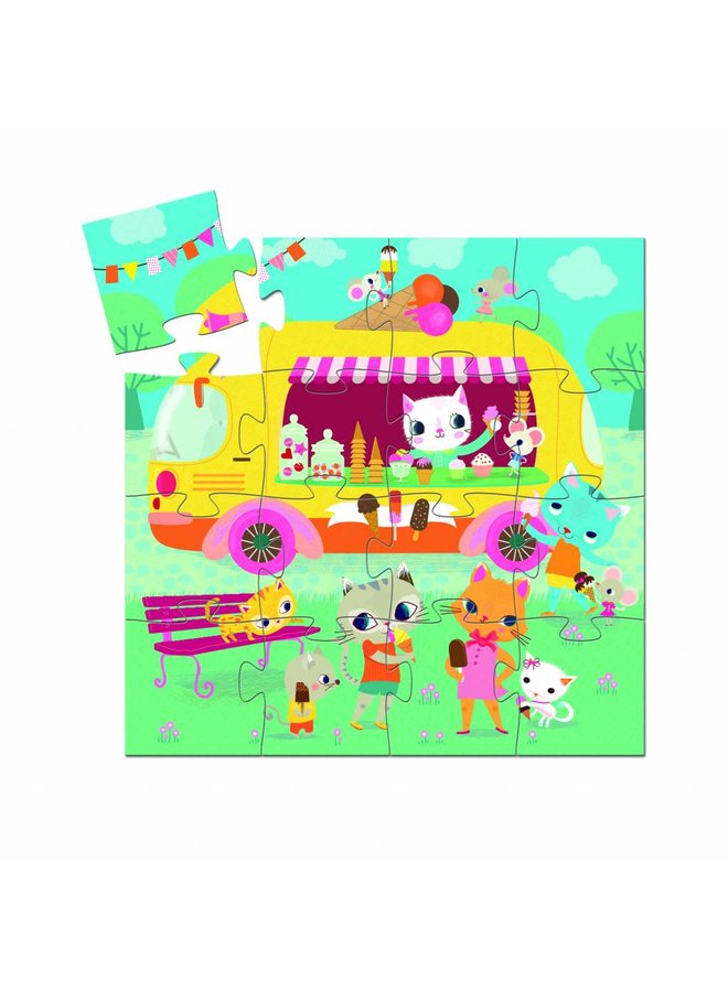 Silhouettenpuzzle - Ice cream Truck - 16 pcs