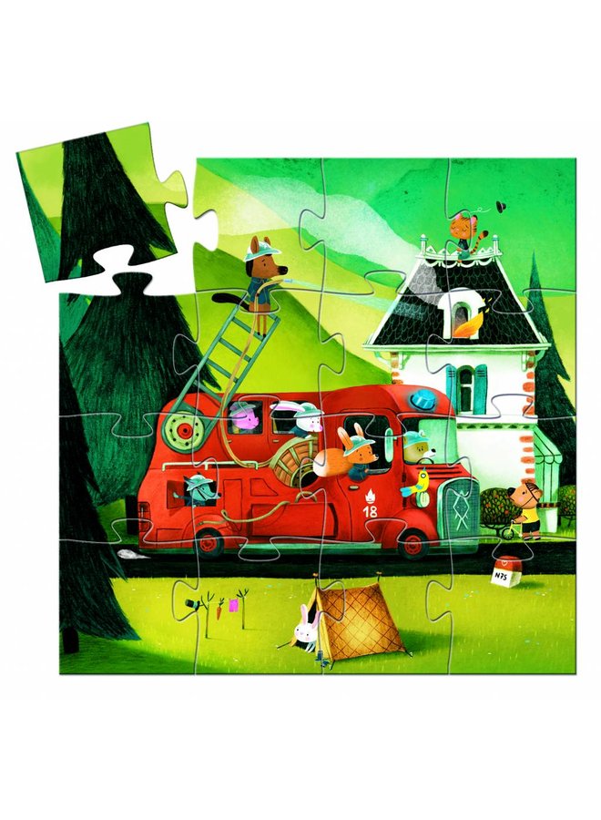 Silhouettenpuzzle - The fire truck - 16pcs