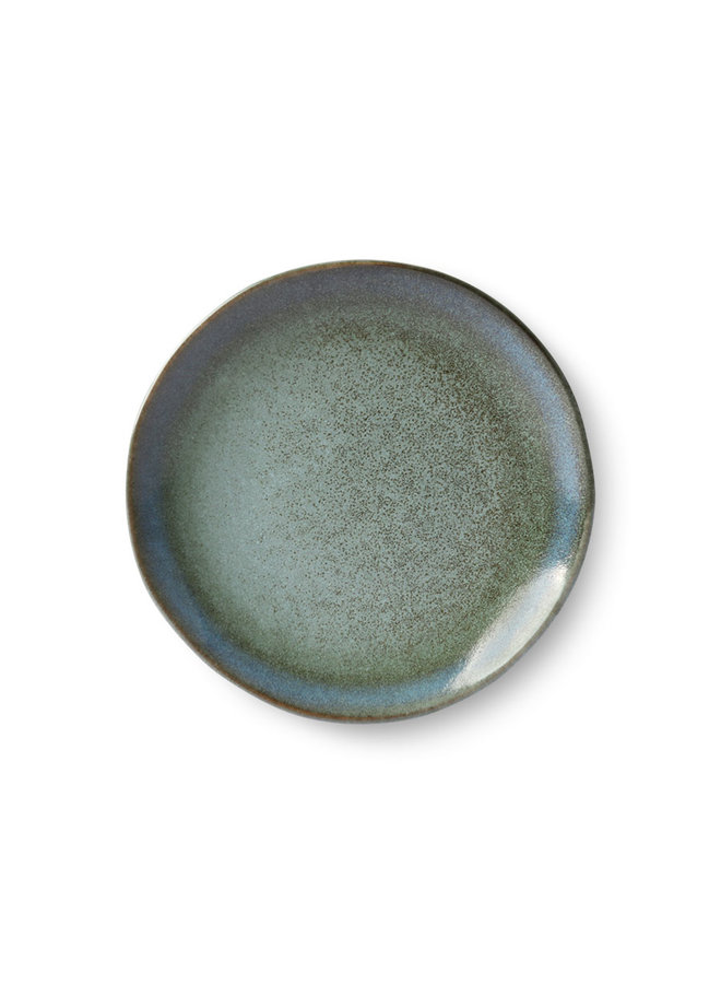 Ceramic 70's dessert plate - moss