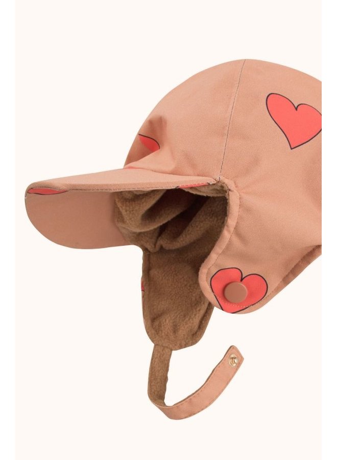 HEARTS SNOW HAT tan/red