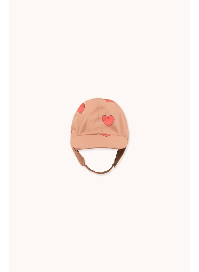 HEARTS SNOW HAT tan/red