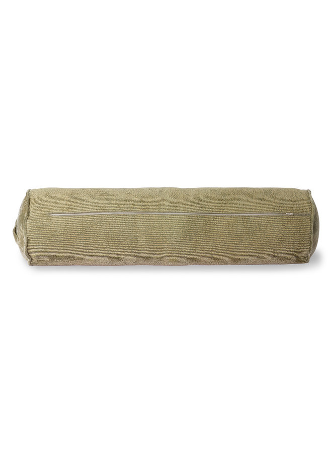 Corduroy bolster cushion army green