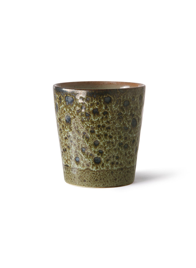 Ceramic 70's coffee mugs - Set of 4 - spring greens