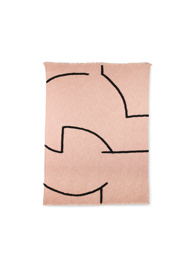 Soft woven throw  - nude with black tufted lines