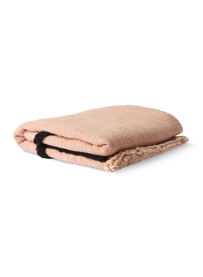 Soft woven throw  - nude with black tufted lines