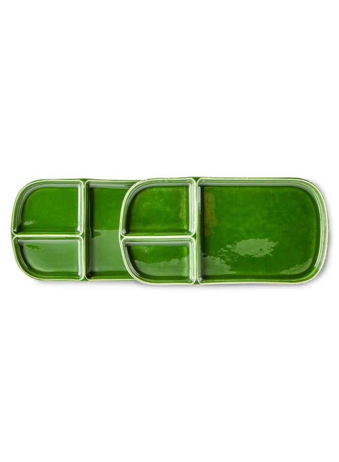 The Emeralds: Ceramic Plates rectangular, Green (Set of 2)