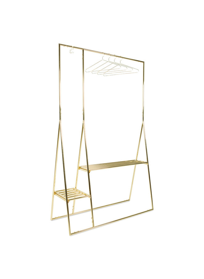 Clothing rack with hanger/hook set - brass