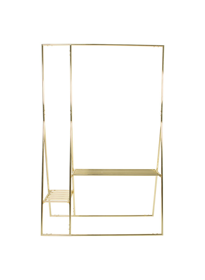 Clothing rack with hanger/hook set - brass