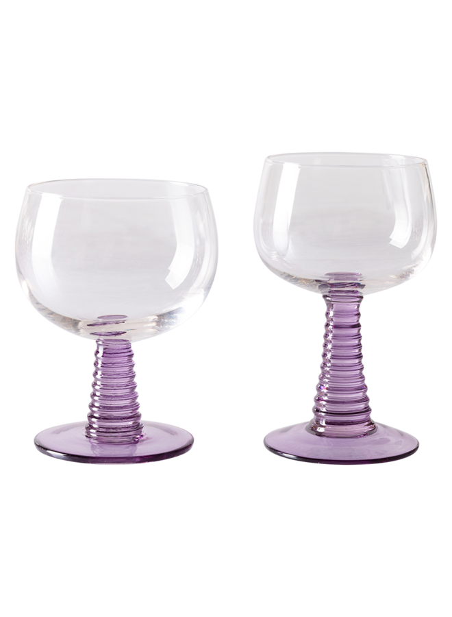 Swirl wine glass high - purple