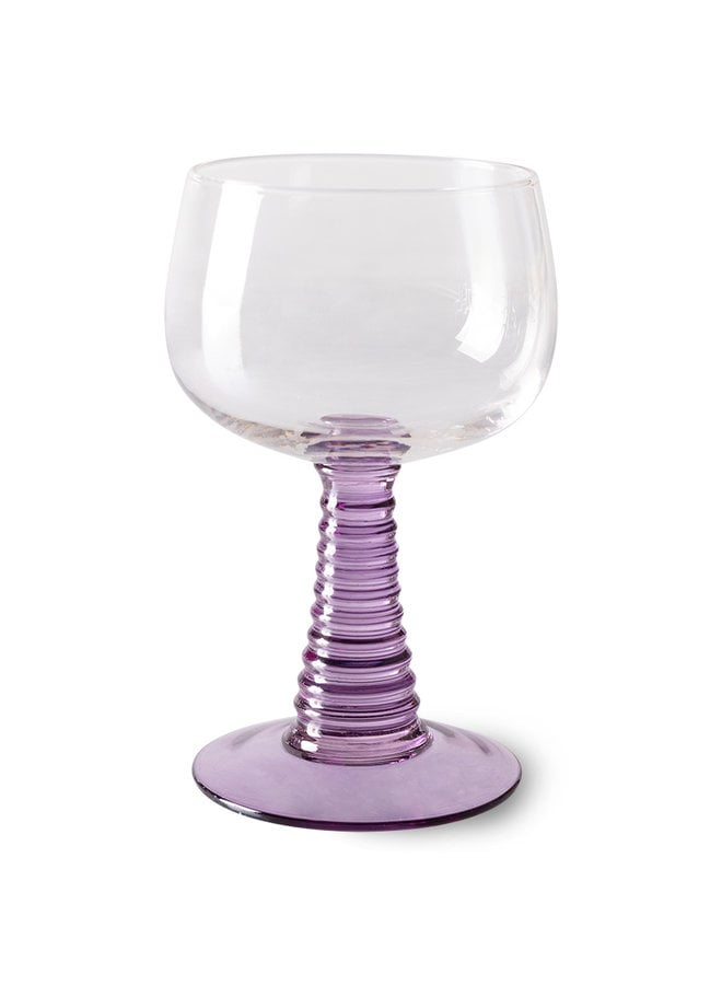 Swirl wine glass high - purple