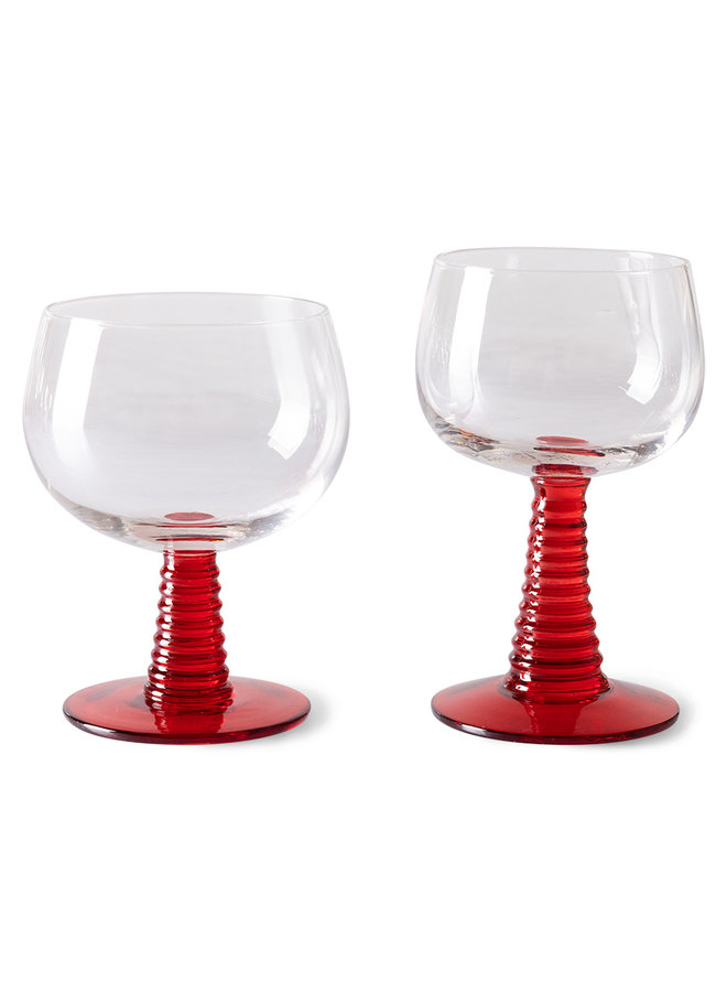 Swirl wine glass high - red