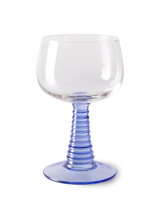 Swirl wine glass high - blue