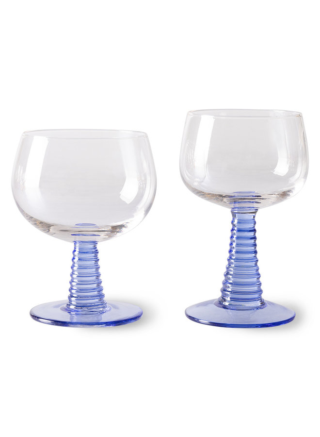 Swirl wine glass high - blue