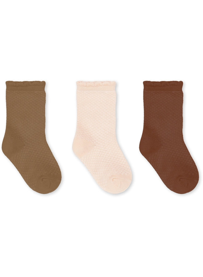 3-Pack Pointelle Socks - Picante/Sun/Tigers Eye