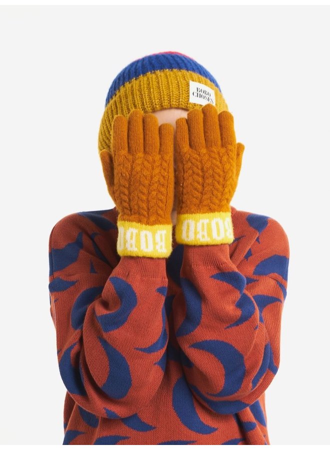 BC knitted gloves - curry