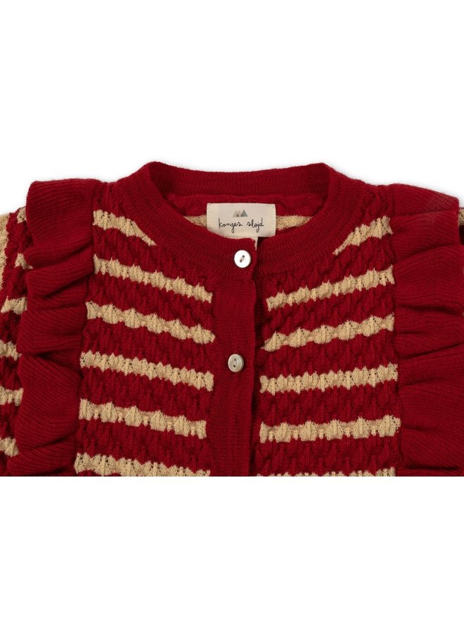 Cane Knit Frill Cardigan Jolly Stripe