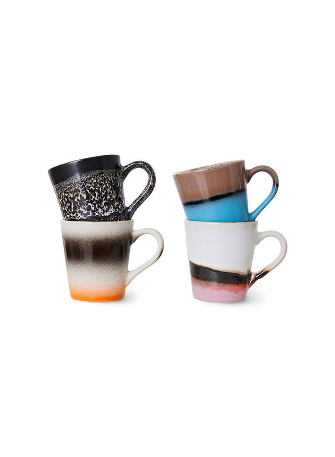 Ceramic 70's espresso mugs Funky Rebel set of 4