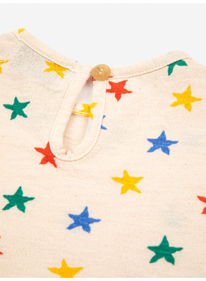 Multicolor Stars all over ruffle T-shirt