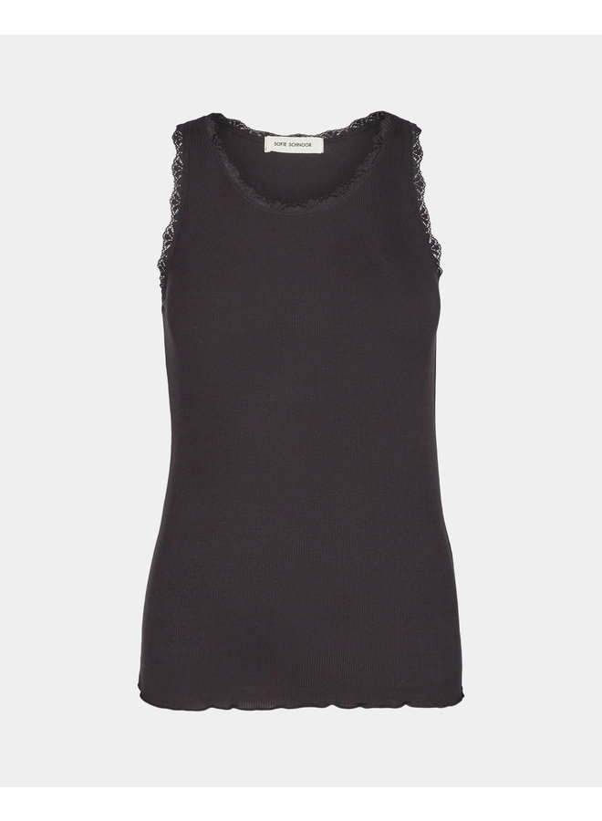 TOP mit Spitze - black