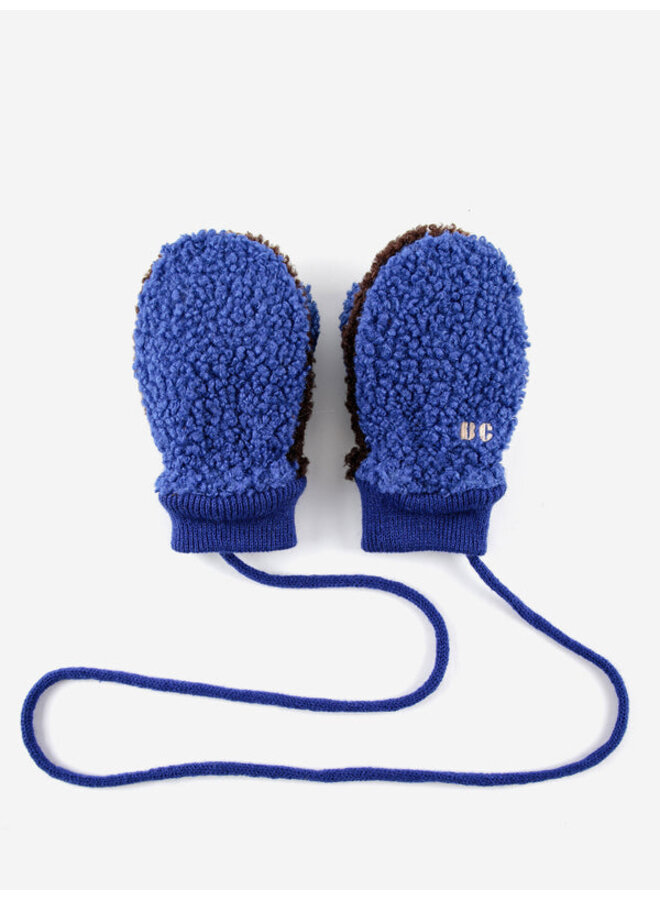 B.C. Color Block blue sheepskin gloves