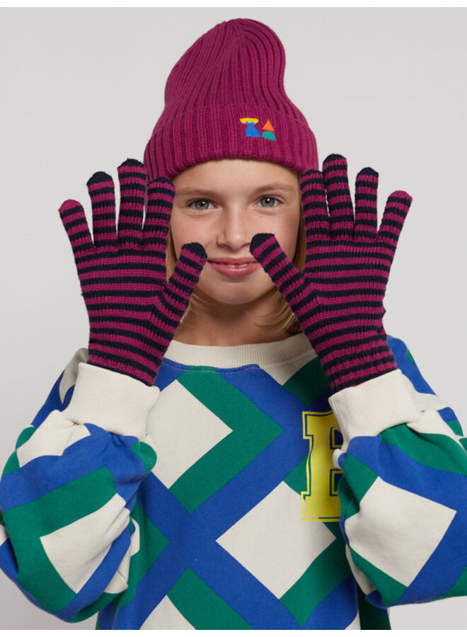Funny Friends striped knitted gloves