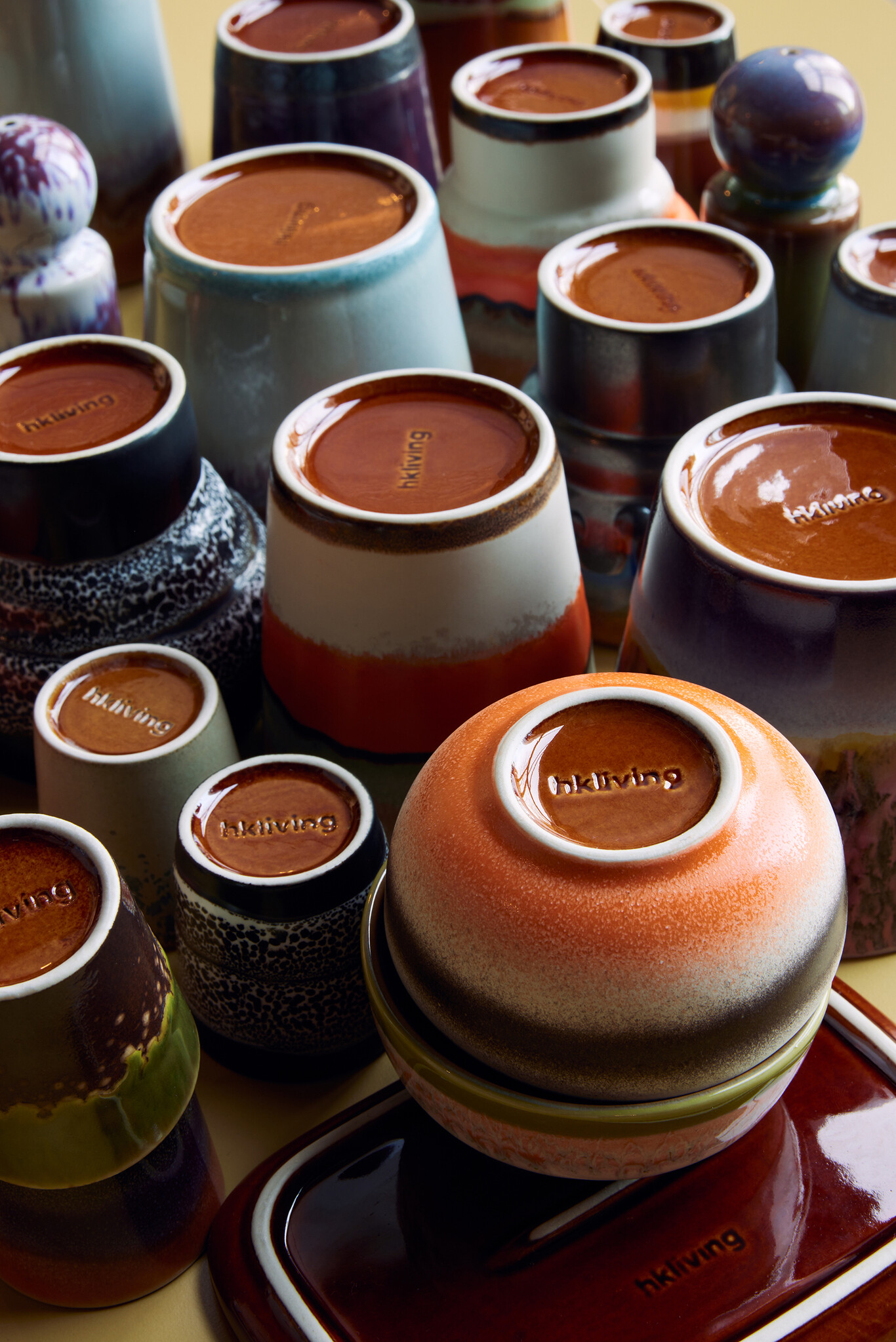 HKliving - Set of 4 70's Ceramic Espresso Mugs - Ceramic | 80ml