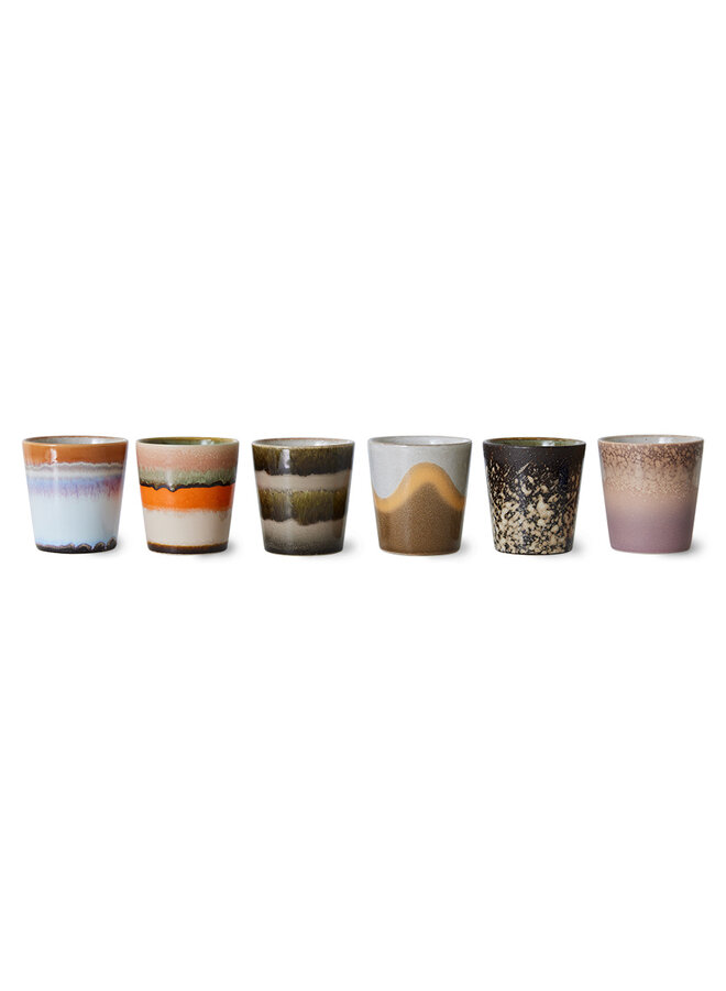 Ceramic 70's coffee mugs Elements set of 6