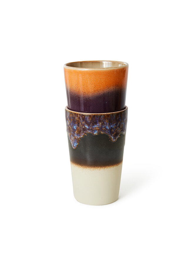 70s ceramics Tea Mugs (set of 2) - Dusk