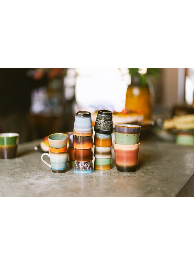 Ceramic 70's Espresso Mugs Set of 4 Retro
