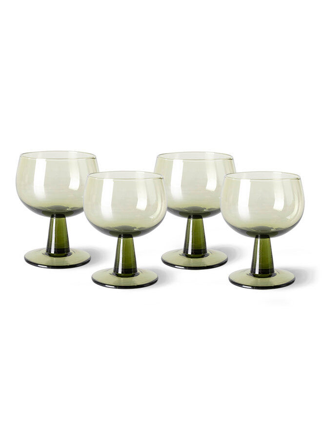 The emeralds wine glass low - olive green