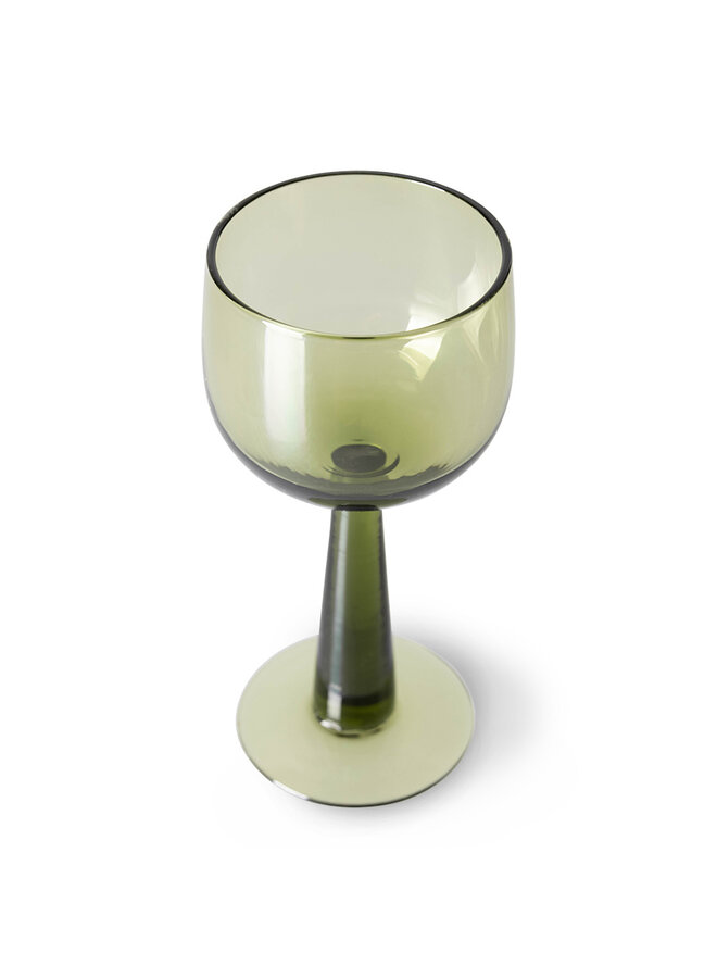 The emeralds wine glass tall - olive green