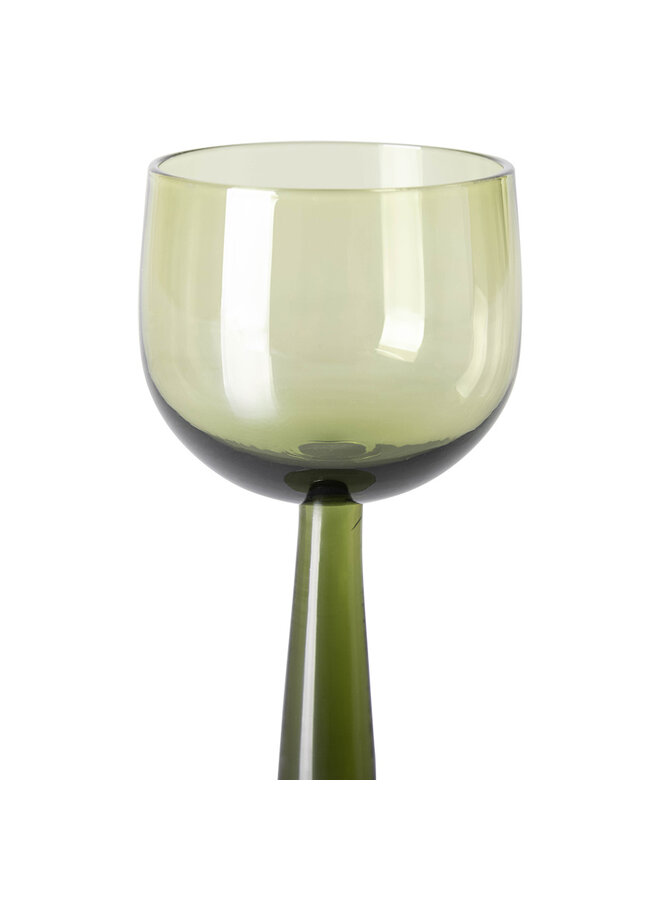 The emeralds wine glass tall - olive green